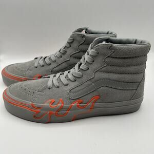 VANS Sk8 Hi Top Flame Suede Gray Orange Shoes Skate Sneakers Men’s 8.5 Womens 10